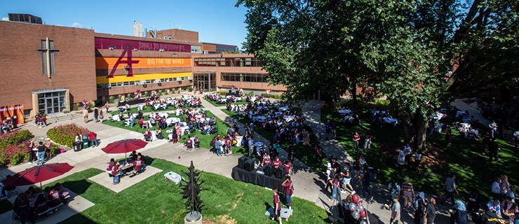 Students gather in the Quad